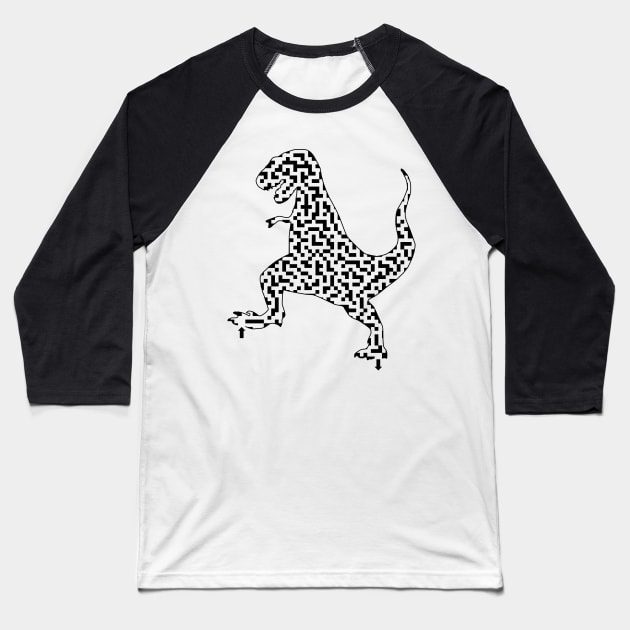 Tyrannosaurus Rex Dinosaur Maze Baseball T-Shirt by gorff